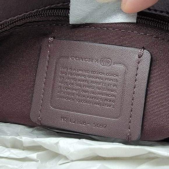 Coach City Tote in Signature Canvas with Kaffe Fassett Print 5697 Khaki Purple - Picture 6 of 8